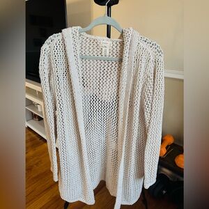 Nicole Miller Artelier Off white Open-Knit Women’s Cardigan sequins plus size 1X
